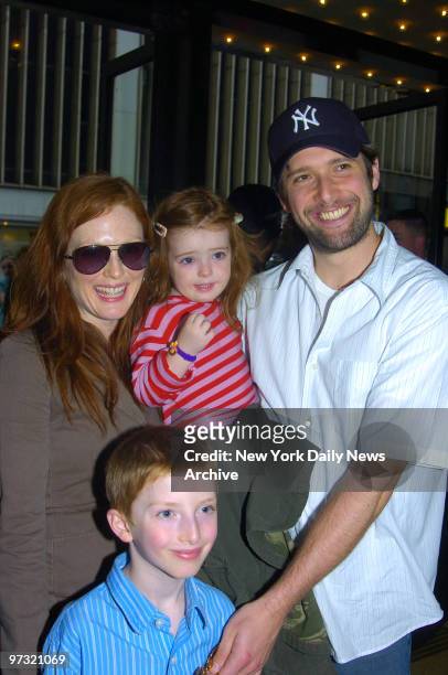 Julianne Moore, husband Bart Freundlich, daughter Liv Helen, and son Cal are at the Ziegfeld Theater for the New York premiere of the animated film...