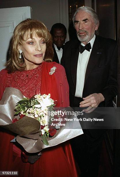 Gregory Peck and his wife Veronique arrive at the Plaza Hotel where he was honored at the third annual Red Ball. Event benefitted the Childrens...