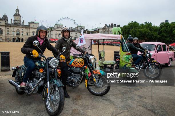 Elephant Family's 'Concours dâÃ©lÃ©phantâ made up of a customised fleet of Royal Enfield bikes, Ambassador cars and a tuk tuk stand to salute at...