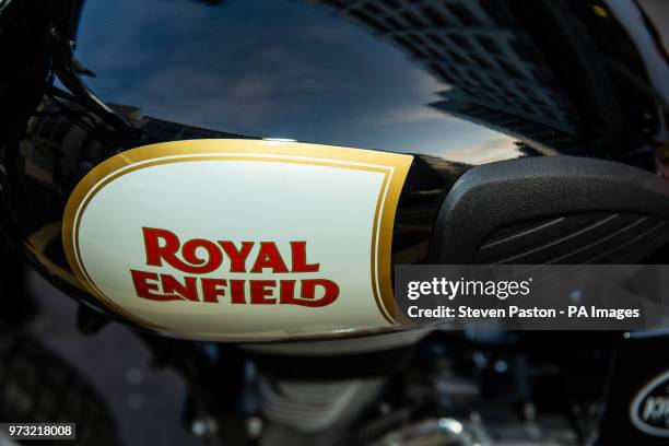 Details of the customised Royal Enfield fleet for the Elephant Family's 'Concours dâÃ©lÃ©phantâ dawn raid during the photocall in London. PRESS...