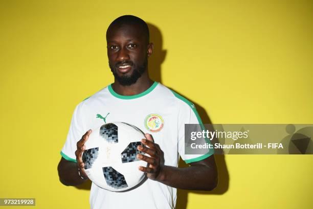 Youssouf Sabaly of Senegal poses for a portrait during the official FIFA World Cup 2018 portrait session at the team hotel on June 13, 2018 in...