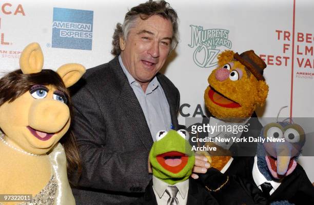 Miss Piggy, Robert De Niro, Kermit the Frog, Fozzie Bear and Gonzo attend the premiere of "The Muppets' Wizard of Oz" at the Tribeca Family Festival.