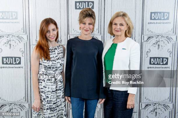 Sarah Slutsky and Robbie Myers discuss "One Young World" with moderator Kate Robertson during the Build Series at Build Studio on June 13, 2018 in...