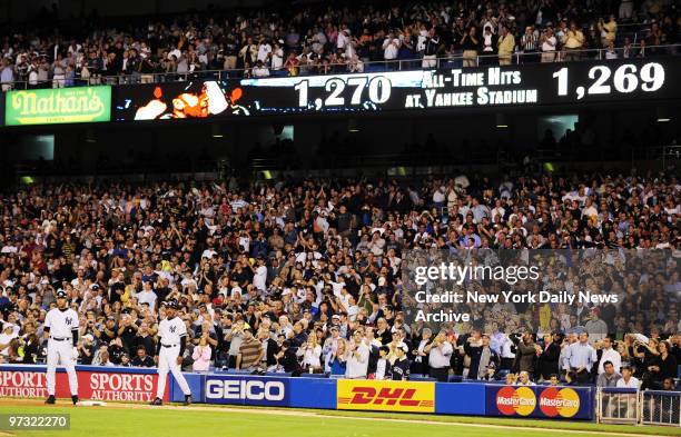 New York Yankees vs. Chicago White Sox at Yankee Stadium. New York Yankees shortstop Derek Jeter hit breaks record for all time hits at Yankee...