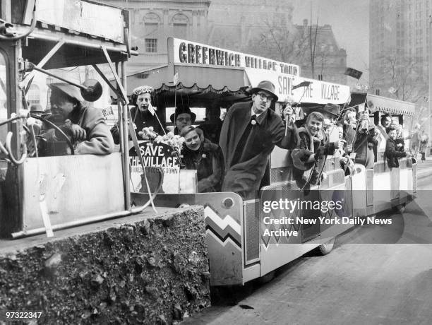 Group of Greenwich Villagers arrive at City Hall in a "Loconick" to protest the building of luxury apartments in the Village to the city planning...