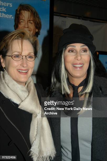 Meryl Streep and Cher are at the Chelsea West theater for a special screening of the movie "Stuck on You." Cher is in the film.