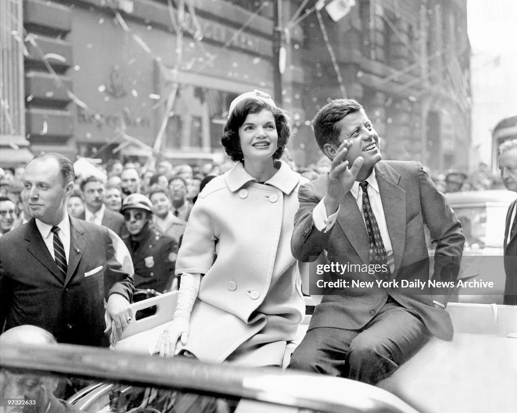 Democratic presidential nominee John F. Kennedy and his wife