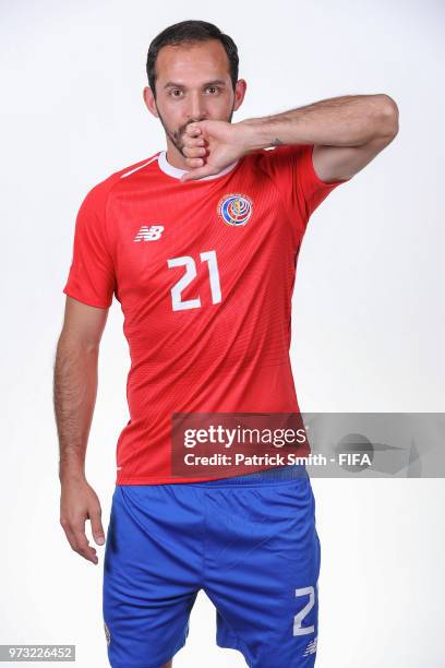 Marco Urena of Costa Rica poses for a portrait during the official FIFA World Cup 2018 portrait session at the Hilton Saint Petersburg ExpoForum on...