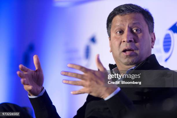 Abhay Parasnis, chief technical officer of Adobe Systems Inc., speaks during the International Economic Forum Of The Americas in Montreal, Quebec,...