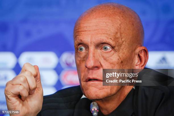 Pierluigi Colina, chair of the FIFA referee committee during press conference to talk about the VAR the new technology of FIFA to assist the referees...