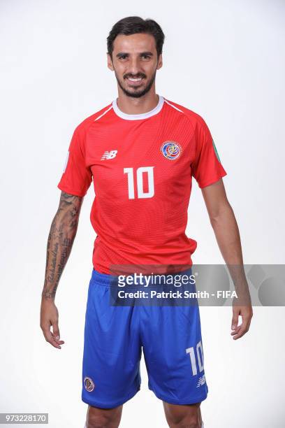 Bryan Ruiz of Costa Rica poses for a portrait during the official FIFA World Cup 2018 portrait session at the Hilton Saint Petersburg ExpoForum on...