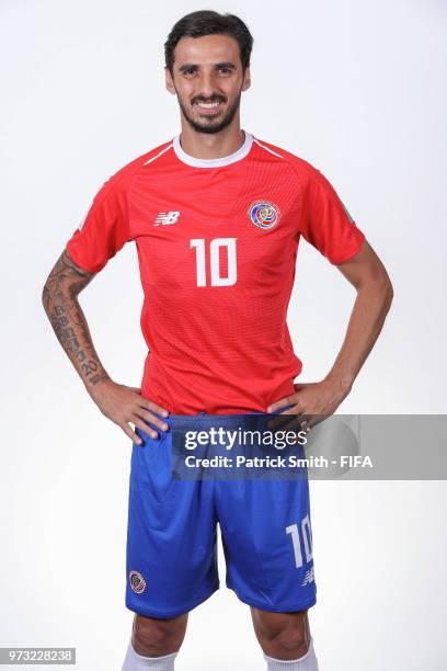 Bryan Ruiz of Costa Rica poses for a portrait during the official FIFA World Cup 2018 portrait session at the Hilton Saint Petersburg ExpoForum on...