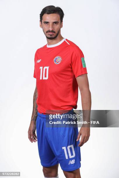 Bryan Ruiz of Costa Rica poses for a portrait during the official FIFA World Cup 2018 portrait session at the Hilton Saint Petersburg ExpoForum on...