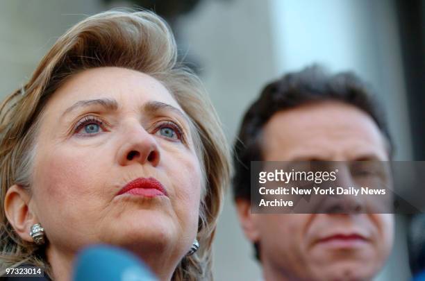 Democrats Hillary Clinton, incumbent senator from New York, and state attorney general hopeful Andrew Cuomo make a campaign stop with labor leaders...