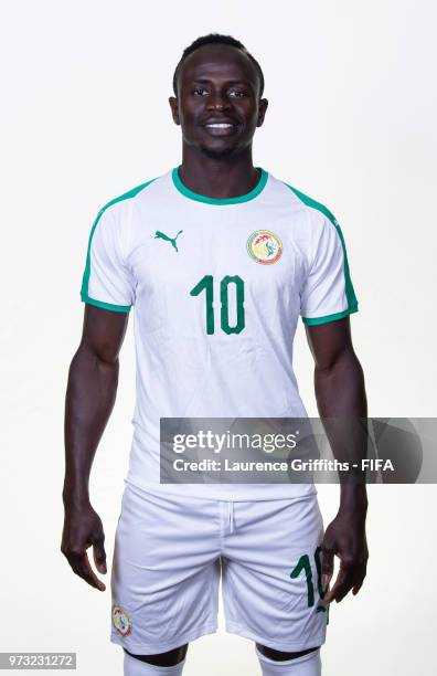 Sadio Mane of Senegal poses for a portrait during the official FIFA World Cup 2018 portrait session at the Team Hotel on June 13, 2018 in Kaluga,...
