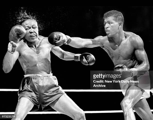 Sugar Ray Robinson crushes Kid Gavilan to retain the welterweight title in 1949. Born in Detroit, Mich., on May 3 Robinson began fighting...