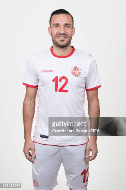 Ali Maaloul of Tunisia poses during the official FIFA World Cup 2018 portrait session on June 13, 2018 in Moscow, Russia.