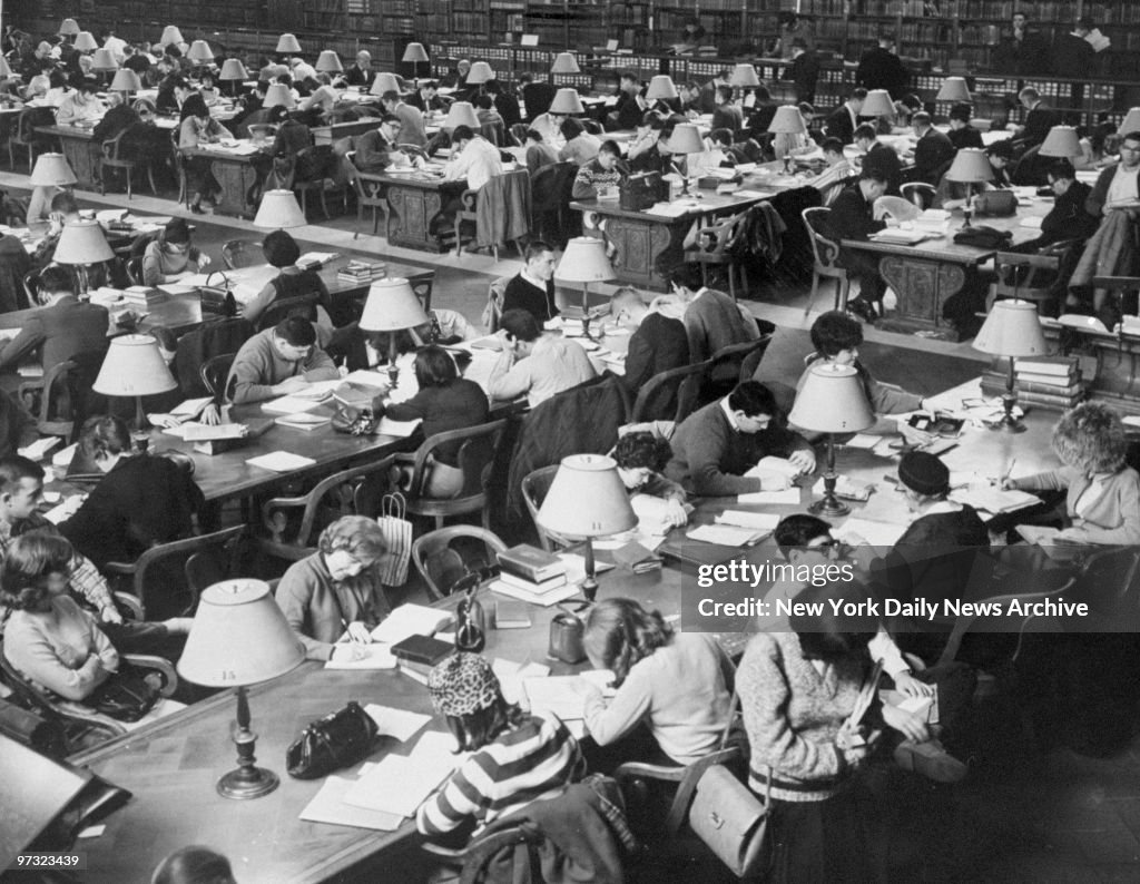 Students using the Main Reading Room at the New York Public