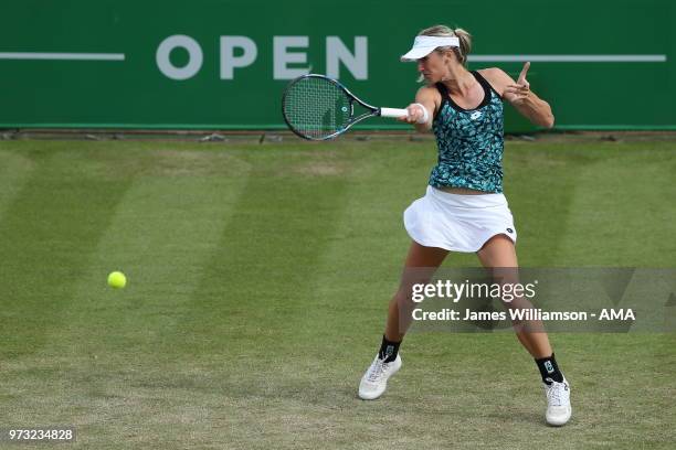 Denisa Allertova of Czech Republic during Day Five of the Nature Valley open at Nottingham Tennis Centre on June 13, 2018 in Nottingham, England.