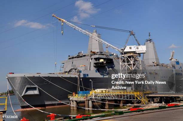 Navy ship the USS New York has 7 1/2 tons of steel in it's bow from the World Trade Center. At Northrop Grunman shipyard.