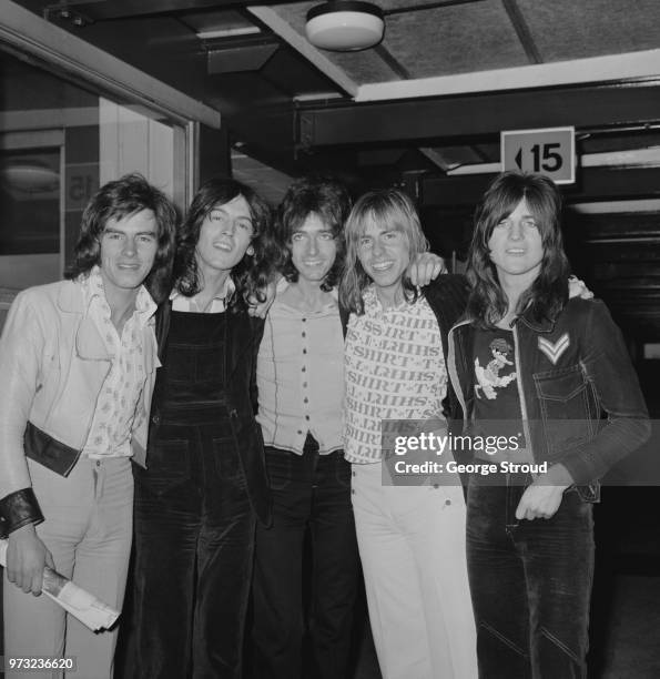 Scottish pop band Bay City Rollers, UK, 27th October 1972; they are: Alan Longmuir, John Devine, Gordon 'Nobby Clark', Derek Longmuir, Eric Faulkner.