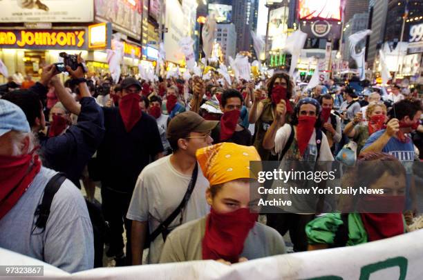 Demonstrators walk down Broadway from Columbus Circle to Union Square to protest the Republican National Convention, which begins on Monday.