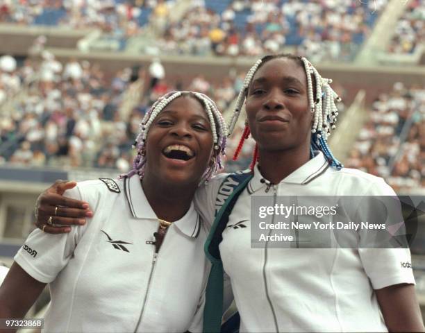 Open at Arthur Ashe Stadium, Flushing Meadows. Serena Williams and Venus Williams.