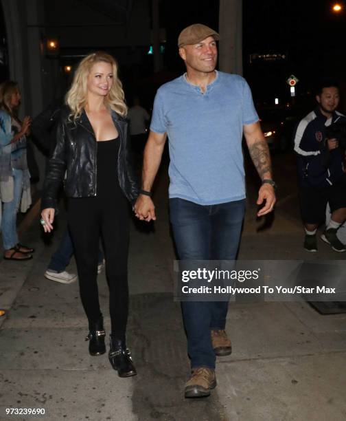 Randy Couture and Mindy Robinson are seen on June 12, 2018 in Los Angeles, California.