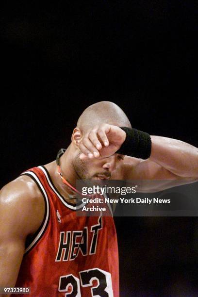 Miami Heat's Alonzo Mourning in game against the New York Knicks at Madison Square Garden.