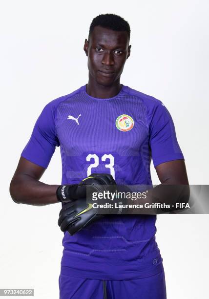 Alfred Gomis of Senegal poses for a portrait during the official FIFA World Cup 2018 portrait session at the Team Hotel on June 13, 2018 in Kaluga,...