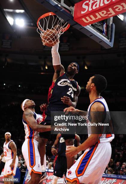 New York Knicks vs. Cleveland Caveliers at Madison Square Garden. 1st half, Cleveland Cavaliers forward LeBron James defended by New York Knicks...