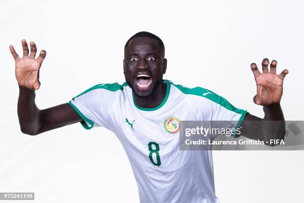 Cheikhou Kouyate of Senegal poses for a portrait during the official FIFA World Cup 2018 portrait session at the Team Hotel on June 13, 2018 in...