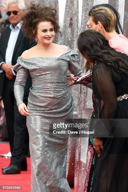 Helena Bonham Carter, Mindy Kaling and Sarah Paulson attend the 'Ocean's 8' UK Premiere held at Cineworld Leicester Square on June 13, 2018 in...