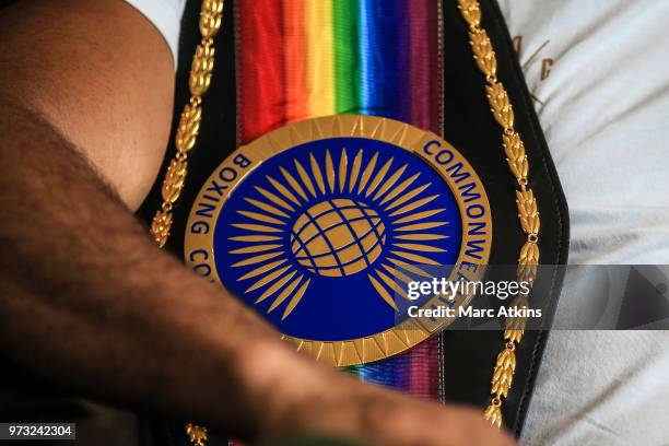 Joe Joyce poses with his belt during a Joe Joyce & Richard Lartey Press Conference on June 13, 2018 in London, England.