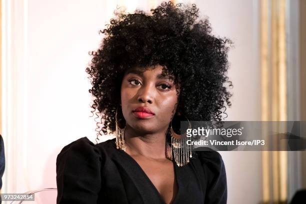 Singer and advocate for women's rights, Inna Modja attends an event called "Building a Lasting Peace - Prevention, Resilience, Global Approach" held...