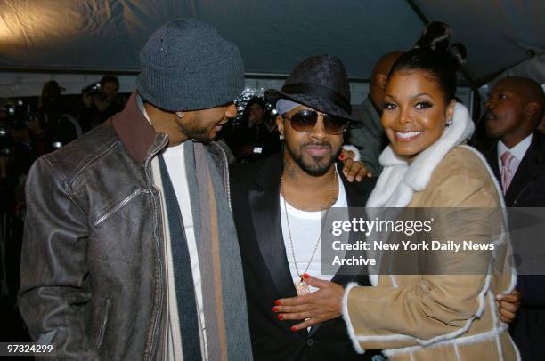 Usher, Jermaine Dupri and girlfriend Janet Jackson get together at the Ziegfeld Theatre on W. 54th St. Before the world premiere of the documentary...