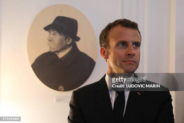 French President Emmanuel Macron, attends the inauguration of the Clemenceau museum during a visit to the home town of Georges Clemenceau , a major...