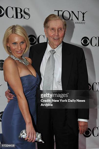Sumner Redstone and wife at the Arrivals for the Tony Awards held at radio City Music Hall.