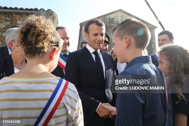 French President Emmanuel Macron visits the home town of Georges Clemenceau , a major contributor to the Allied victory in WWI, in Mouilleron Saint...
