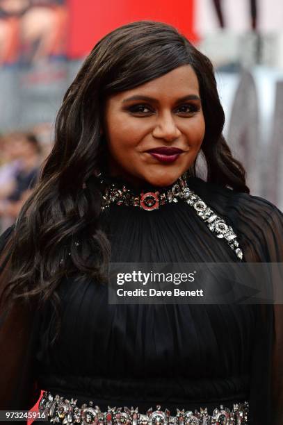 Mindy Kaling attends the "Ocean's 8" UK Premiere held at Cineworld Leicester Square on June 13, 2018 in London, England.