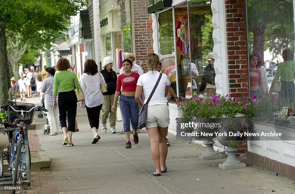 Newtown Lane, the shopping street in posh, trendy East Hampt