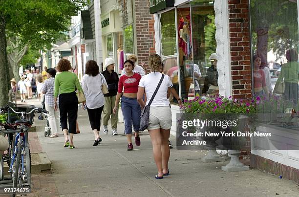 Newtown Lane, the shopping street in posh, trendy East Hampton, L.I.