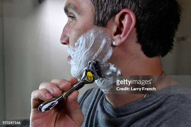 World Champion hockey star Alex Ovechkin shaves his "playoff beard" with the Gillette Fusion ProShield Razor during an official Gillette Shave event...