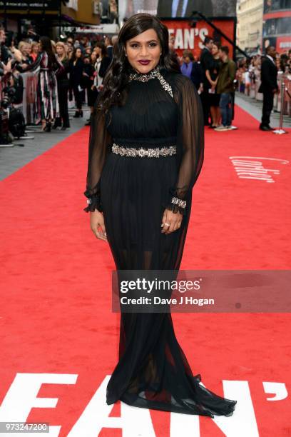 Mindy Kaling attends the 'Ocean's 8' UK Premiere held at Cineworld Leicester Square on June 13, 2018 in London, England.