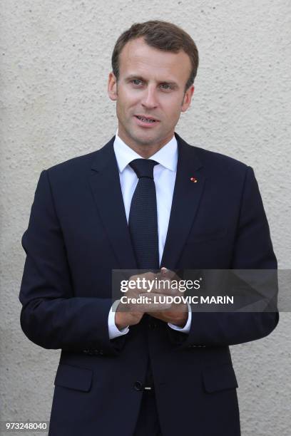 French President Emmanuel Macron attends the inauguration of the Clemenceau museum during a visit to the home town of Georges Clemenceau , a major...