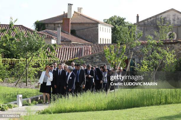 French President Emmanuel Macron attends the inauguration of the Clemenceau museum during a visit to the home town of Georges Clemenceau , a major...