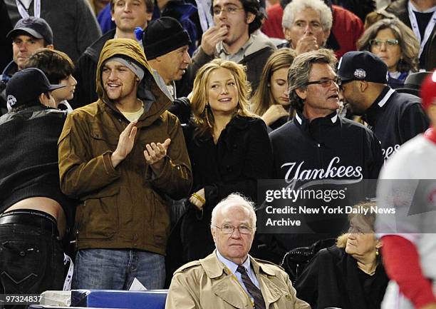 Kate Hudson and Kurt Russel at Yankee Stadium for Game 1 of the World Series, New York Yankees vs. The Philadelphia Phillies.