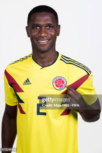 Cristian Zapata of Colombia poses for a portrait during the official FIFA World Cup 2018 portrait session at Kazan Ski Resort on June 13, 2018 in...