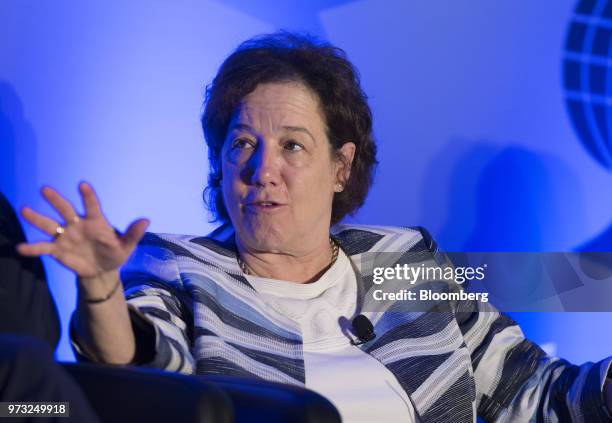 Mindy Lubber, president and chief executive officer of Ceres Inc., speaks during the International Economic Forum Of The Americas in Montreal,...