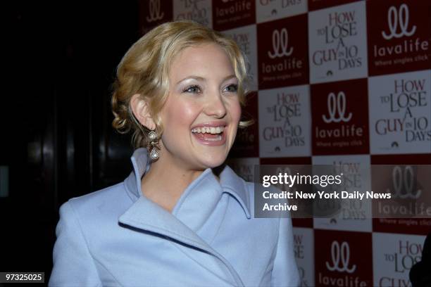 Kate Hudson is beaming at a screening of the movie "How to Lose a Guy in 10 Days" at the Ziegfeld Theater. She stars in the film.